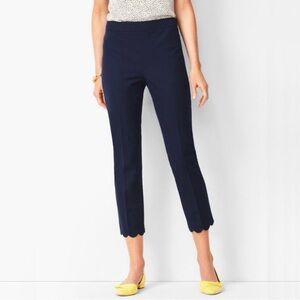 Talbots Chatham Crop Navy Scalloped Hem Women's Pants 10